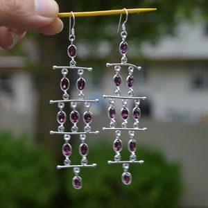925 certified Silver Earrings 18 Garnet Stones
